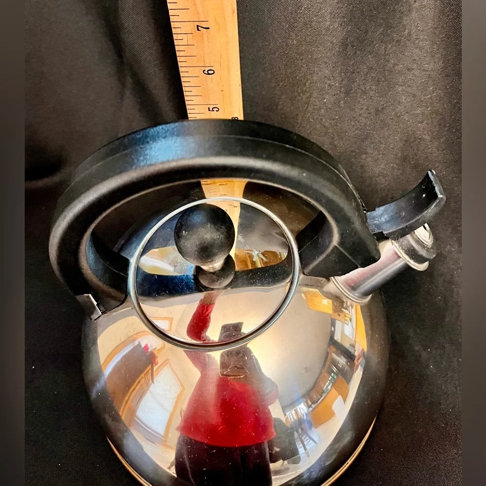 Vintage Copco 1213 Stainless Steel Copper Bottom Whistling Tea Kettle Small 6x7”